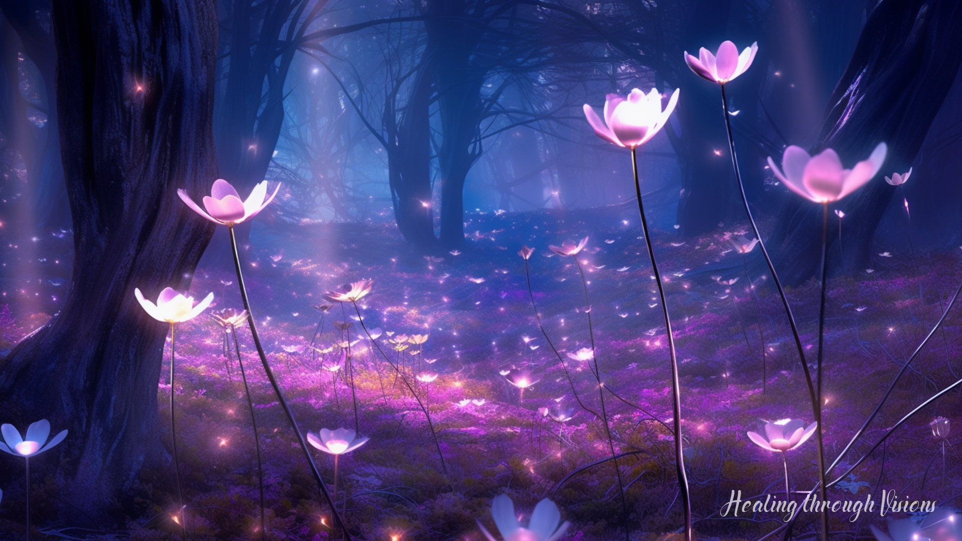 The scene unfolds before our eyes, a realm where magic and beauty intertwine. A meadow bursts to life with an awe-inspiring display of blossoming purple flowers, their petals glistening with an ethereal glow. Each delicate bloom radiates a vivid vibrancy, as if infused with the essence of stardust and dreams. The air hums with a gentle energy, as whispers of enchantment caress the senses. Sparkling dewdrops adorn the petals, reflecting the soft rays of a golden sun. As we immerse ourselves in this captivating vision, we can almost feel the palpable magic, a loving energy that weaves through the air, embracing all who gaze upon its magnificence. It is a sight that stirs the heart and ignites the imagination, inviting us to believe in the extraordinary and embrace the infinite possibilities that lie within our grasp.