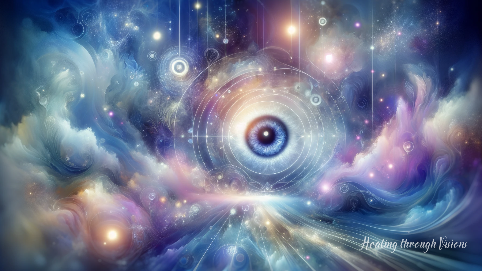 An ethereal, visually inspiring artwork symbolizing intuition and psychic abilities. The image features abstract and mystical elements, incorporating symbols like an eye, glowing lights, and ethereal landscapes, all blended in a dreamy, surreal style. The color palette is soothing yet vibrant, with blues, purples, and soft whites, creating a sense of otherworldly calm and wisdom. The composition evokes a sense of deep connection to the unseen world, perfect for capturing attention at the beginning of a post about clair- abilities.